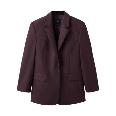 Blazer violet uni avec une coupe droite et un col à revers cranté
