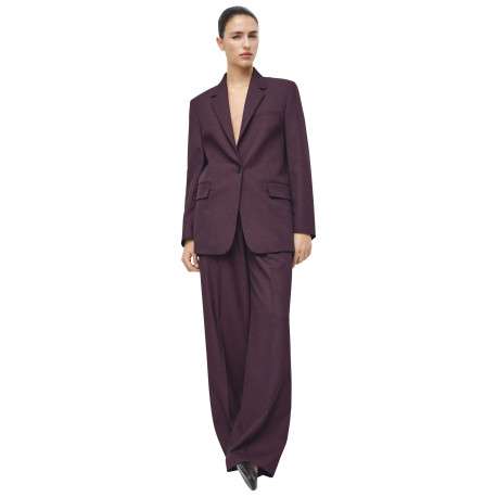 Blazer violet uni avec une coupe droite et un col à revers cranté - Image 2