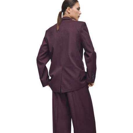 Blazer violet uni avec une coupe droite et un col à revers cranté - Image 3