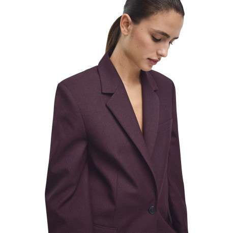 Blazer violet uni avec une coupe droite et un col à revers cranté - Image 4