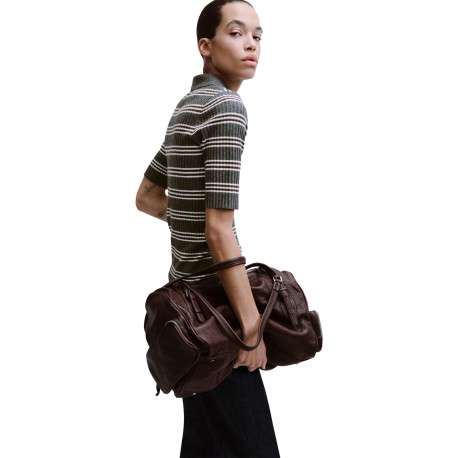 Pull gris à rayures blanches avec une coupe ajustée et un col polo - Image 3