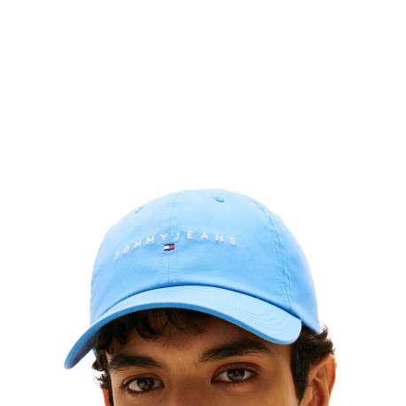 Casquette en coton biologique bleue unie avec fermeture strapback - Image 4