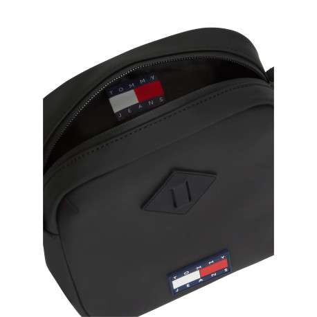 Sacoche noire unie avec une bandoulière ajustable et fermeture à zip - Image 3