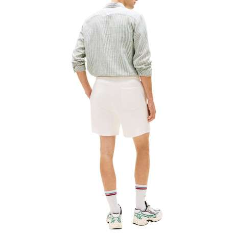 Short Jogging en coton mélangé écru uni avec une taille élastiquée - Image 3