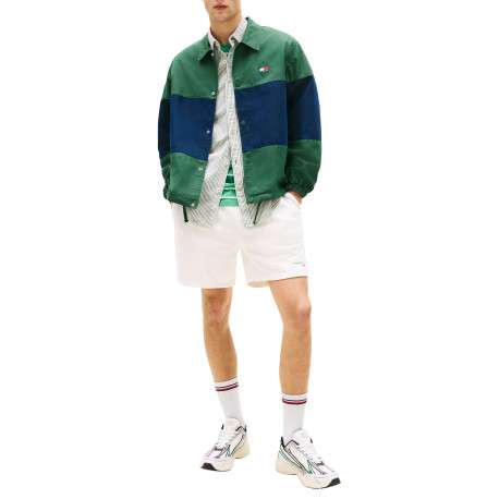 Short Jogging en coton mélangé écru uni avec une taille élastiquée - Image 4