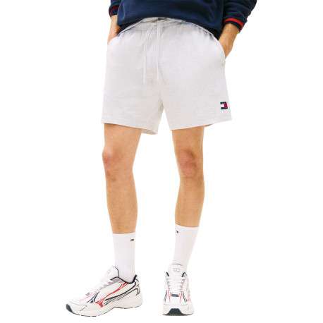Short Jogging gris uni en maille gaufrée avec une taille élastiquée - Image 2