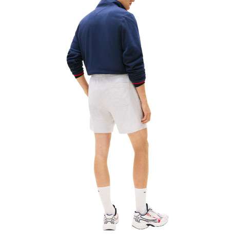 Short Jogging gris uni en maille gaufrée avec une taille élastiquée - Image 3
