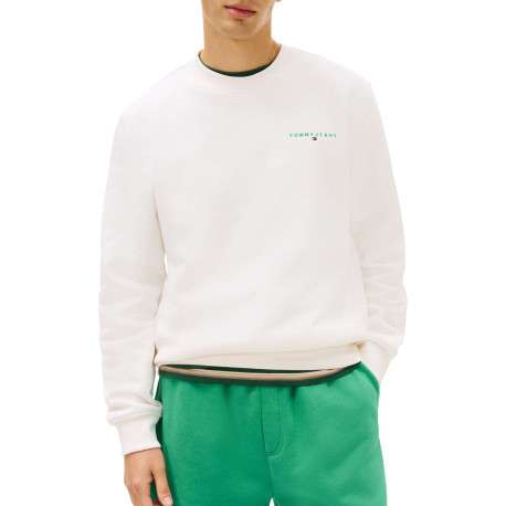 Sweat en coton mélangé écru uni avec une coupe droite et un col rond - Image 2