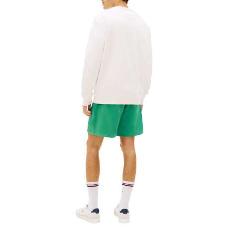 Sweat en coton mélangé écru uni avec une coupe droite et un col rond - Image 3