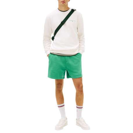 Sweat en coton mélangé écru uni avec une coupe droite et un col rond - Image 4