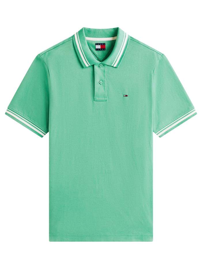 Polo en coton vert uni avec...