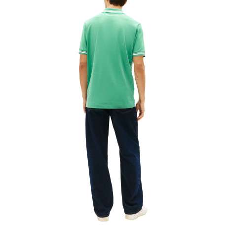 Polo en coton vert uni avec une coupe droite et un col à revers - Image 3