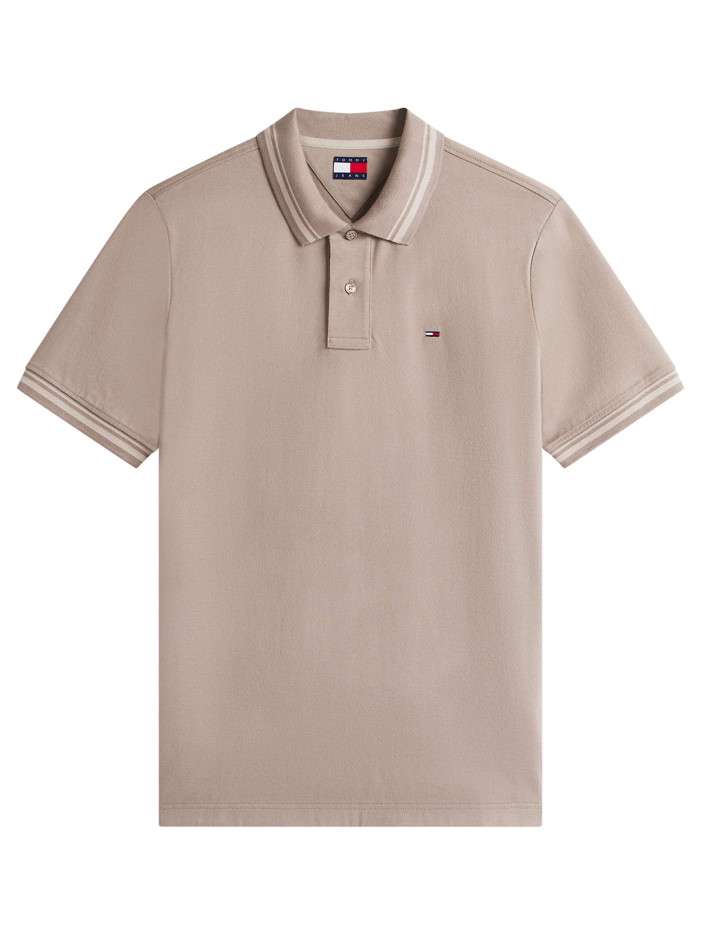Polo en coton taupe uni...