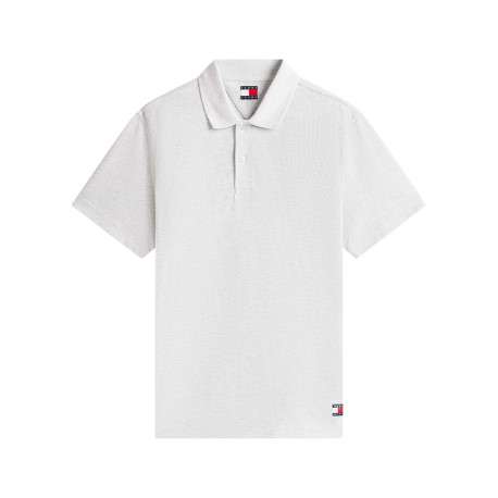 Polo gris uni avec une coupe droite et un col à revers avec boutons