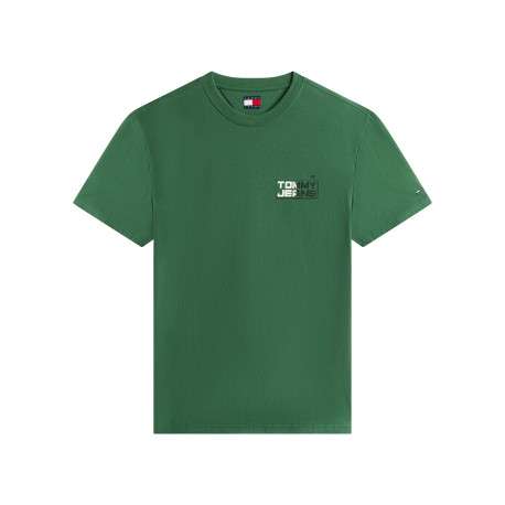 T-shirt en coton sapin imprimé avec une coupe droite et un col rond