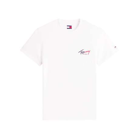 T-shirt en coton blanc uni avec une coupe droite et un col rond