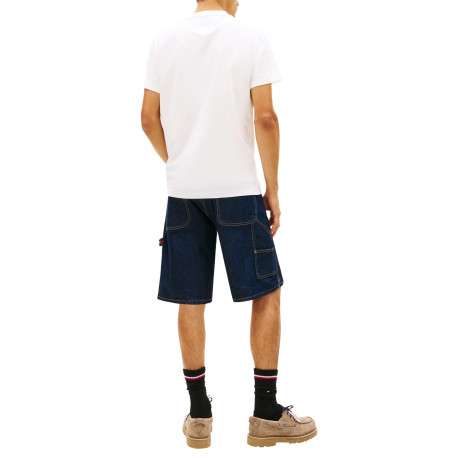 T-shirt en coton blanc uni avec une coupe droite et un col rond - Image 3