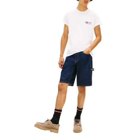 T-shirt en coton blanc uni avec une coupe droite et un col rond - Image 4
