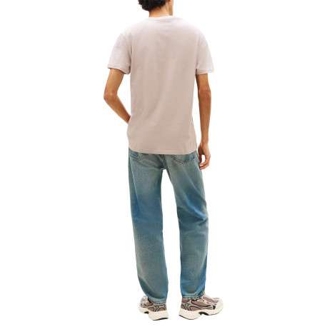 T-shirt en coton beige imprimé avec une coupe droite et un col rond - Image 3