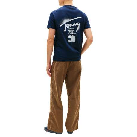 T-shirt en coton marine imprimé avec une coupe droite et un col rond - Image 3