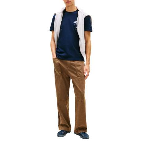 T-shirt en coton marine imprimé avec une coupe droite et un col rond - Image 4