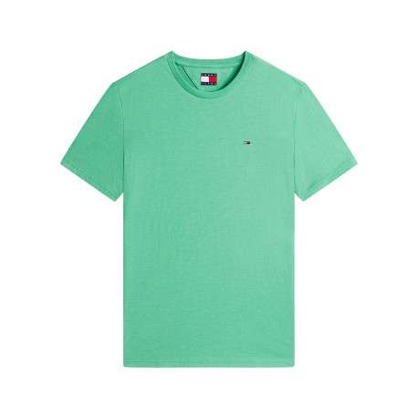 T-shirt vert uni avec une coupe droite et des manches courtes