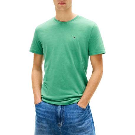 T-shirt vert uni avec une coupe droite et des manches courtes - Image 2
