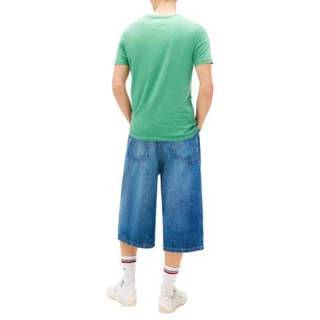 T-shirt vert uni avec une coupe droite et des manches courtes - Image 3