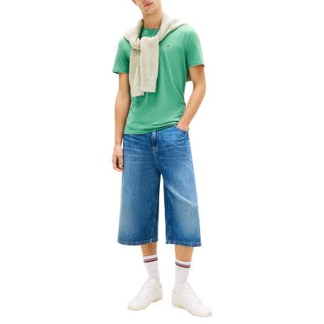 T-shirt vert uni avec une coupe droite et des manches courtes - Image 4