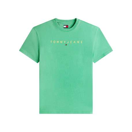 T-shirt en coton vert uni avec une coupe droite et un col rond