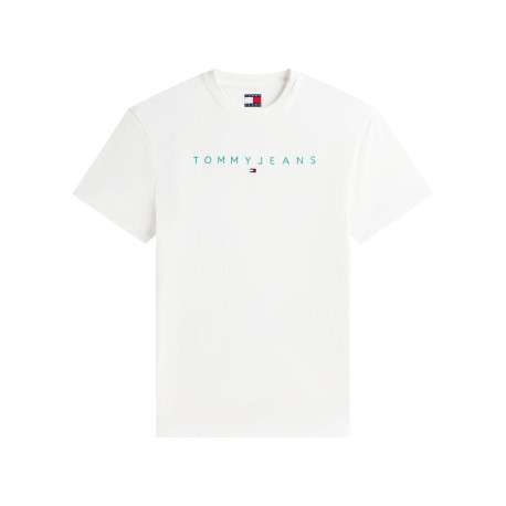 T-shirt en coton écru uni avec une coupe droite et un col rond