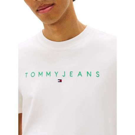 T-shirt en coton écru uni avec une coupe droite et un col rond - Image 5