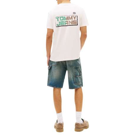 T-shirt en coton beige imprimé avec une coupe droite et un col rond - Image 3