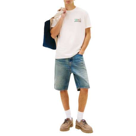 T-shirt en coton beige imprimé avec une coupe droite et un col rond - Image 4