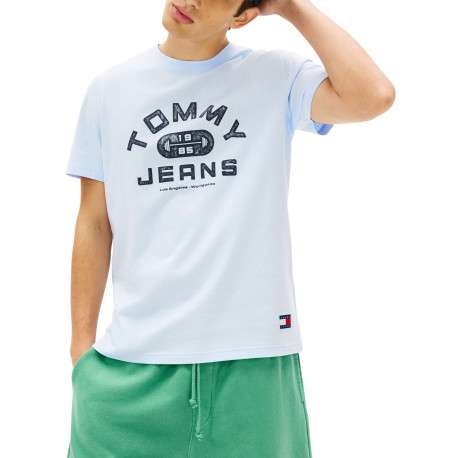 T-shirt en coton ciel imprimé avec une coupe droite et un col rond - Image 2