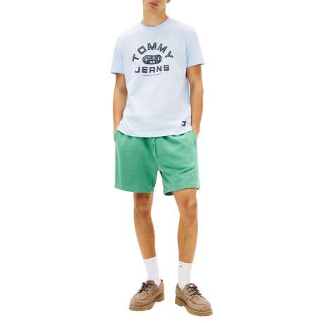 T-shirt en coton ciel imprimé avec une coupe droite et un col rond - Image 4