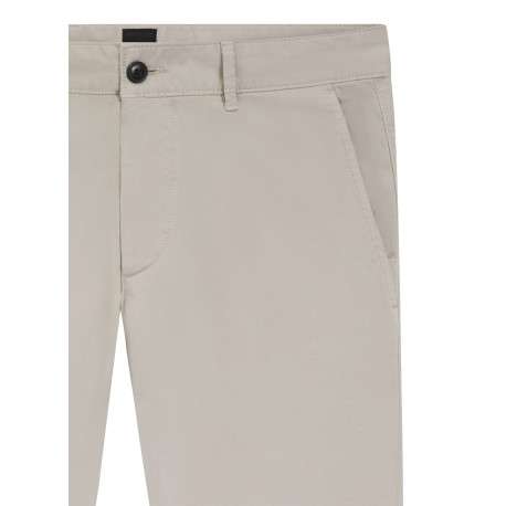 Pantalon Chino en coton taupe uni avec une coupe slim à zip et à bouton - Image 2