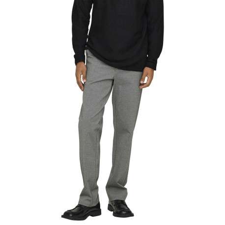 Pantalon Chino gris uni avec une coupe droite à zip et à bouton