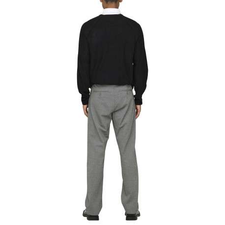 Pantalon Chino gris uni avec une coupe droite à zip et à bouton - Image 2
