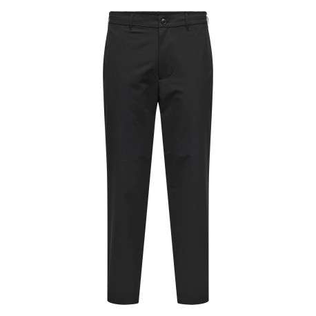 Pantalon Chino noir uni avec une coupe droite à zip et à bouton