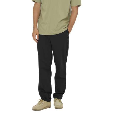 Pantalon Chino noir uni avec une coupe droite à zip et à bouton - Image 2