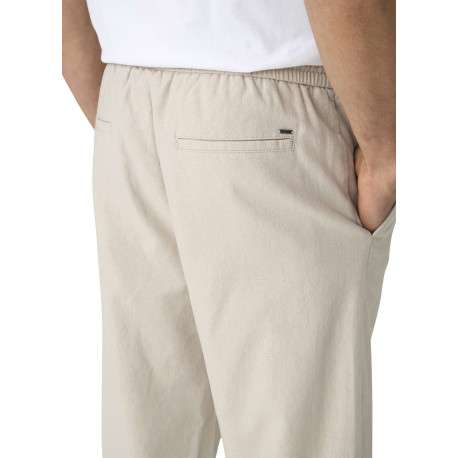 Pantalon Jogging en coton et lin mélangé écru uni avec une coupe droite - Image 4