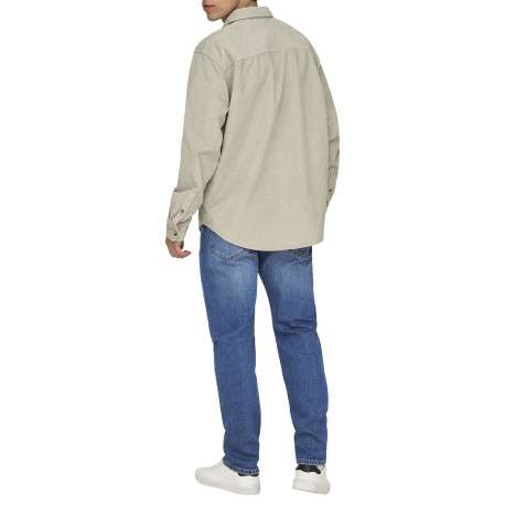 Chemise écrue unie en coton avec une coupe droite et un col à revers - Image 4