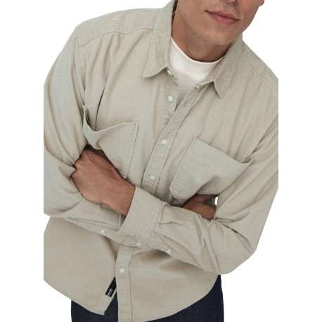 Chemise écrue unie en coton avec une coupe droite et un col à revers - Image 5