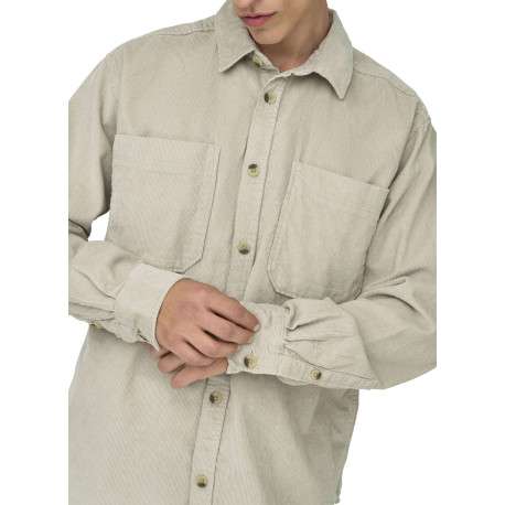 Chemise écrue unie en coton avec une coupe droite et un col à revers - Image 6