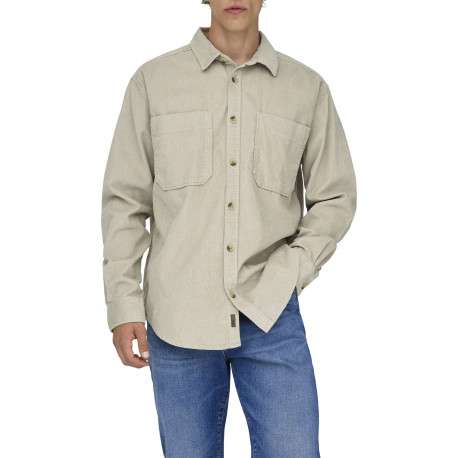 Chemise écrue unie en coton avec une coupe droite et un col à revers - Image 7
