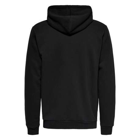 Sweat noir uni en coton mélangé avec une coupe droite et un col à capuche - Image 2