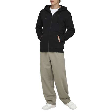 Sweat noir uni en coton mélangé avec une coupe droite et un col à capuche - Image 3