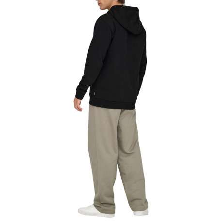 Sweat noir uni en coton mélangé avec une coupe droite et un col à capuche - Image 4