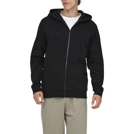 Sweat noir uni en coton mélangé avec une coupe droite et un col à capuche - Image 5